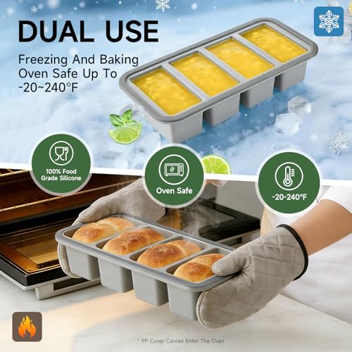 Tvmania 2-Pack Silicone Freezer Trays with Lids, 1 Cup, 4-Compartment by Tvmania - Used condition - Image 5