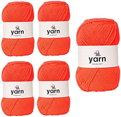 Korbond Double Yarn -Baby Pink Extra Soft 5 x 100g Ball of Acrylic Wool Knitting or Crochet Hypoallergenic (500g/1450mTotal) 180082_5