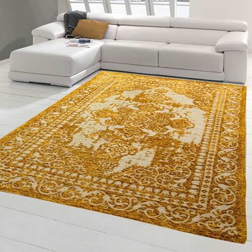 Teppich-Traum Klassisch Orientalischer Wohnzimmer Teppich | strapazierfähig | Gold Silber, Größe 160x230 cm