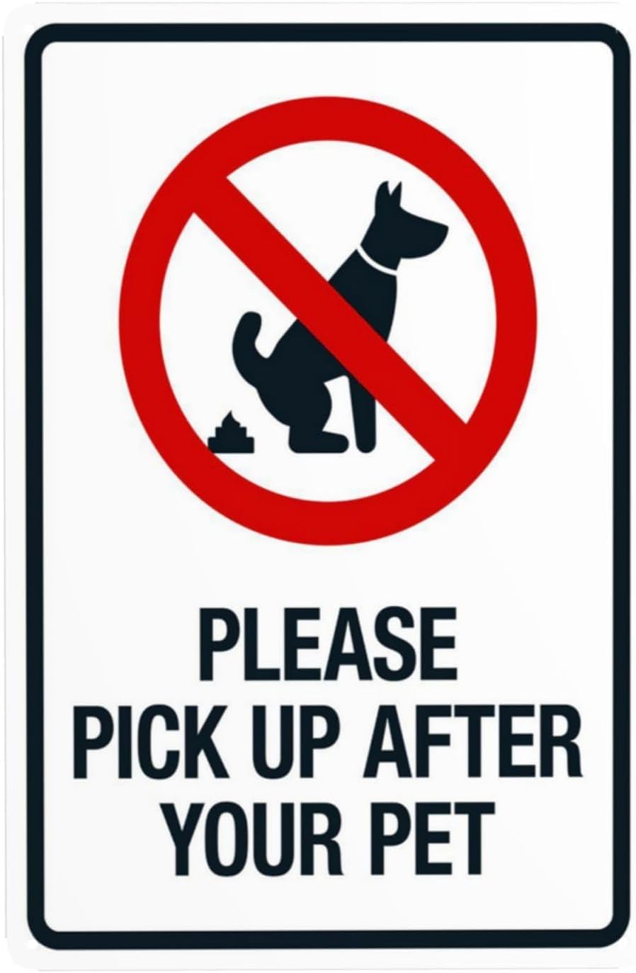 Pet Waste Cleaning Reminder Sign, Public Dog Poop Management Safety Warning Metal Sign 12x8 Inch