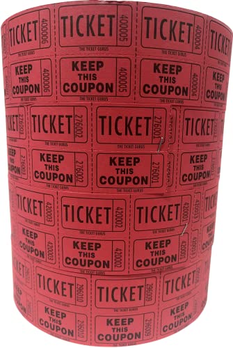 The Ticket Gurus-Raffle Tickets - 4 Red Rolls of 2000 Double Tickets- 8,000 Total 50/50 Raffle Tickets
