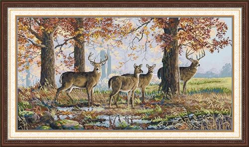 Image of Rosyfoxes Cross Stitch Kits Stamped Full Range of Embroidery Starter Kits for Beginners DIY- Printed Kits Under the Oaks (Printed) 11CT 40x22 inches