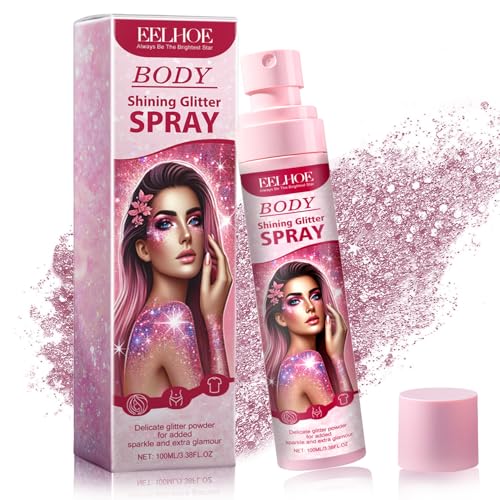 Spray de paillettes pour cheveux, corps et vêtements - Spray pailleté avec fines paillettes argentées - Séchage rapide pour cosplay, fête rave - Spray à paillettes doux pour la peau et vernis en spray