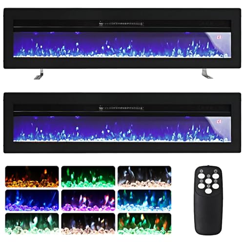 WarmieHomy 3 in 1 Electric Fire 127cm/50 Freestanding/Insert/Wall Mounted Electric Fireplace, Medial Wall Fireplace 50 inch with Remote Control, 9 Flame Colors & 2 Heat Mode 900W&1800W Adjustable