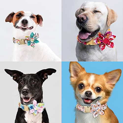 2023 Dog Collar Heavy Duty Metal Buckle Floral Puppy Collar Soft Cotton Durable Adjustable Safety For Boy/Girl Pet Gifts Pink-Xs #TOP6