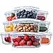 HOMBERKING Glass Food Storage Containers with Lids, [18 Piece] Meal Prep Containers, Airtight Lunch Bento Boxes (9 lids & 9 Containers) - White