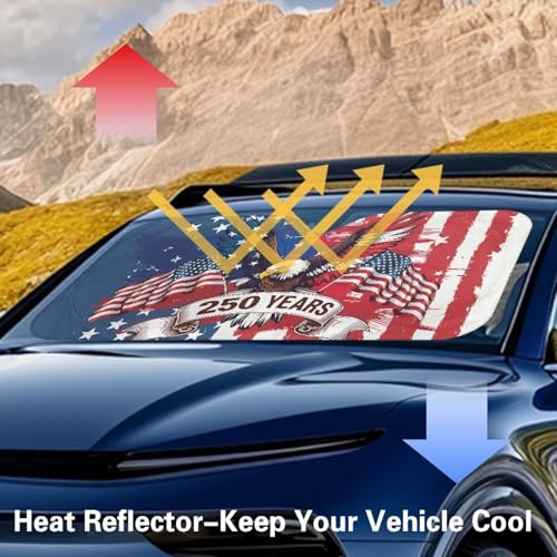 Image of Windshield Sunshade Foldable 250th Anniversary Celebration Sun Shade Reflect UV Sun and Heat Keep Vehicle Cool Sun Visor Windshield Shade Universal Fit for Auto Truck Van SUV