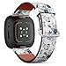 CJBROES Replacement Leather Watch Band, Compatible with Fitbit Versa 3 and Fitbit Sense of Wristband Bracelet Accessory - Design Fabrics