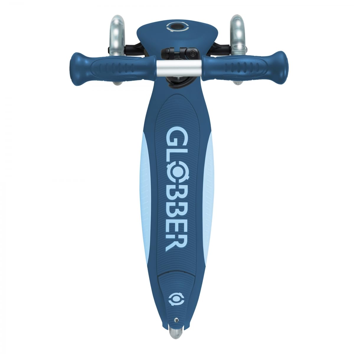 Globber - Primo Foldable Plus Lights - Monopattino a 3 ruote per bambini dai 3 ai 9 anni, blu scuro