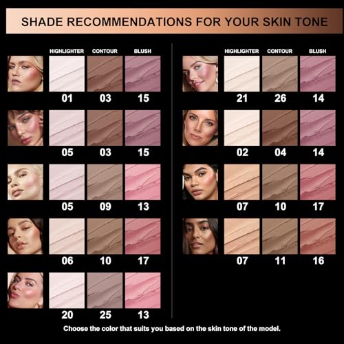Image of FOCALLURE 3 Pcs Cream Contour Sticks,Shades with Highlighter Bronzer Blush,Non-greasy Long Lasting Face Contouring Pen,Easy to Sculpt the Face and Create a Lightweight Finishing Makeup (FAIR SKIN)