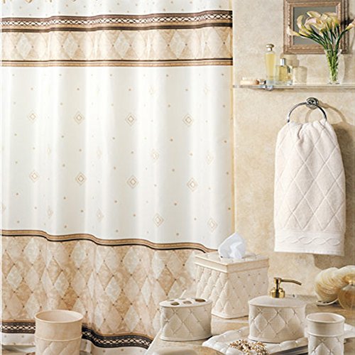 D DS CURTAIN Corinthia Beige Fabric Waterproof Cream Shower Curtains for Bathroom,Printed Ivory Bathroom Curtains,72" W x 72" H D DS CURTAIN Corinthia Beige Fabric Waterproof Cream Shower Curtains for Bathroom,Printed Ivory Bathroom Curtains,72" W x 72" H