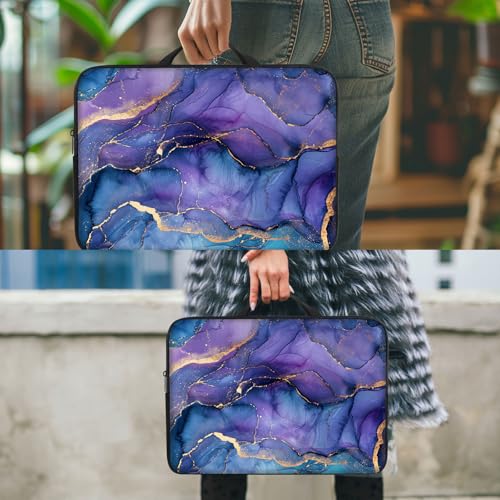 Funda para portátil 13 pulgadas con asa color púrpura mármol miniatura 7