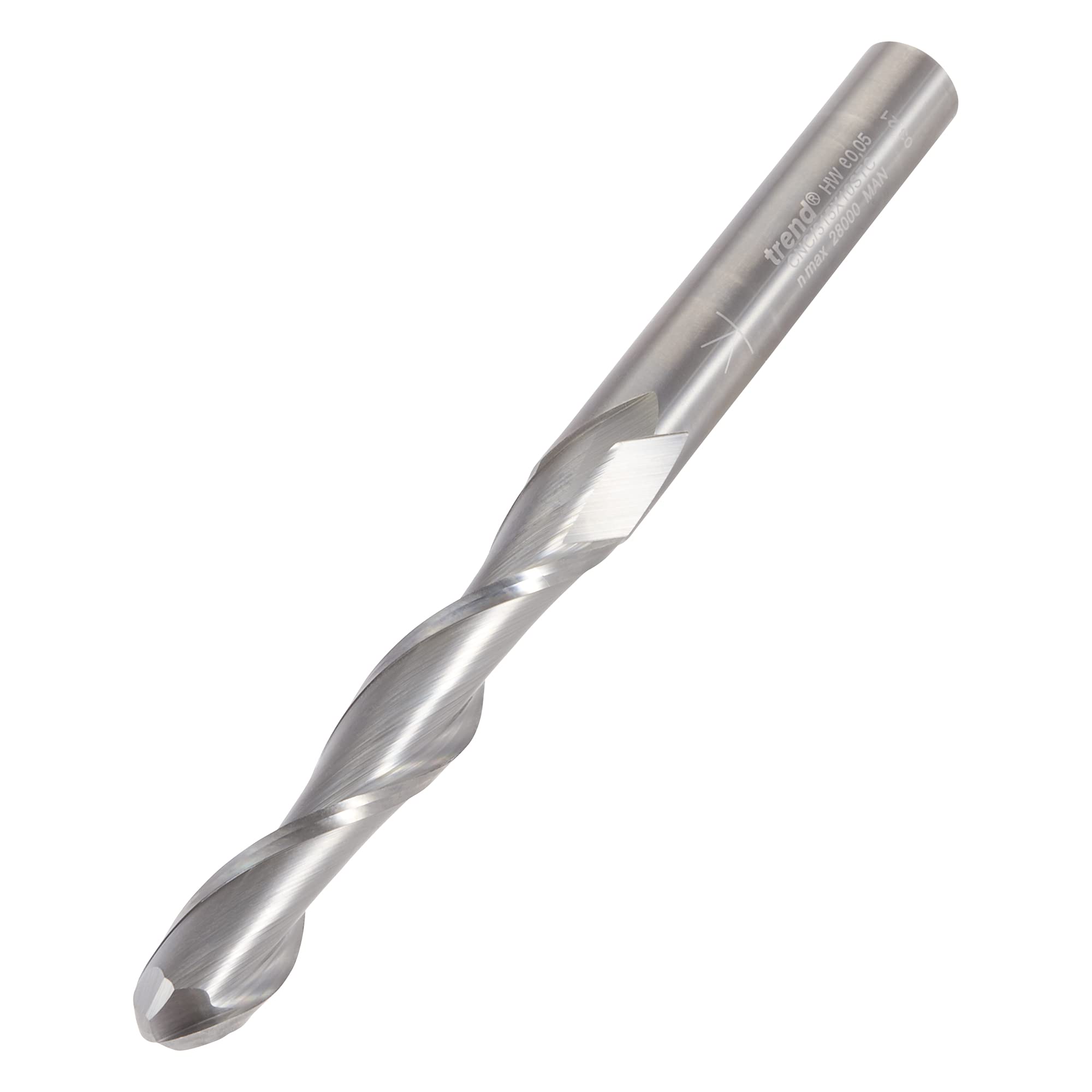 Trend Cnc Bullnose Spiral Up-Cut Router Cutter, 10Mm Shank, 10Mm Cut Diameter & 62Mm Cut Length, Solid Tungsten Carbide, Cnc/315X10stc