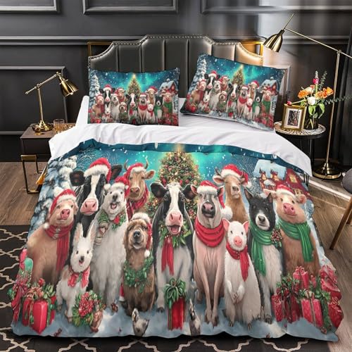 Housse de couette animaux de Noël 135x200 microfibre - 2