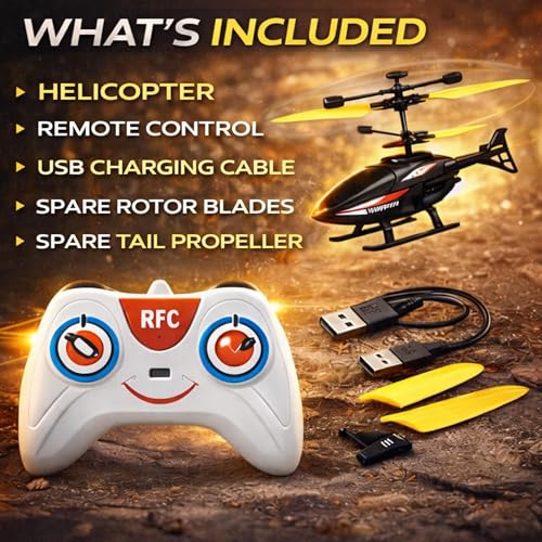 Image of The Little Ones Helicopter Toy - Remote Control Helicopter Flying Toys For Kids With UP & STOP Function Rechargeable RC Chopper With Hand Sensor Auto Lift Indoor & Outdoor Plane Flying Toys[SkyGo 8.0]