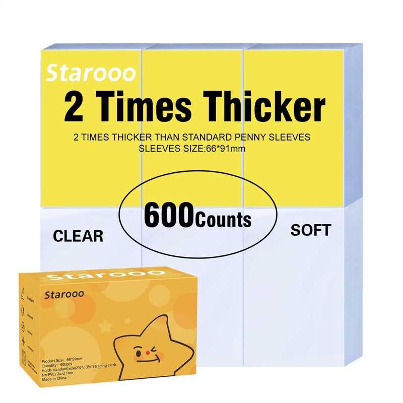 2 Times Thicker Card Sleeves,Soft Clear Penny Sleeves for MTG,Baseball Cards,Standard Cards,Trading Cards,Sports Cards,Game Cards 600 Counts