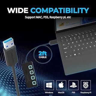 SABRENT Powered USB Hub, 4 Port USB 3.2x1 5Gbps, USB 3 Splitter, On/Off Switch LED Indicators, 68cm (2ft) Cable for PC, Laptop, iMac, MacBook (HB-UMP3)