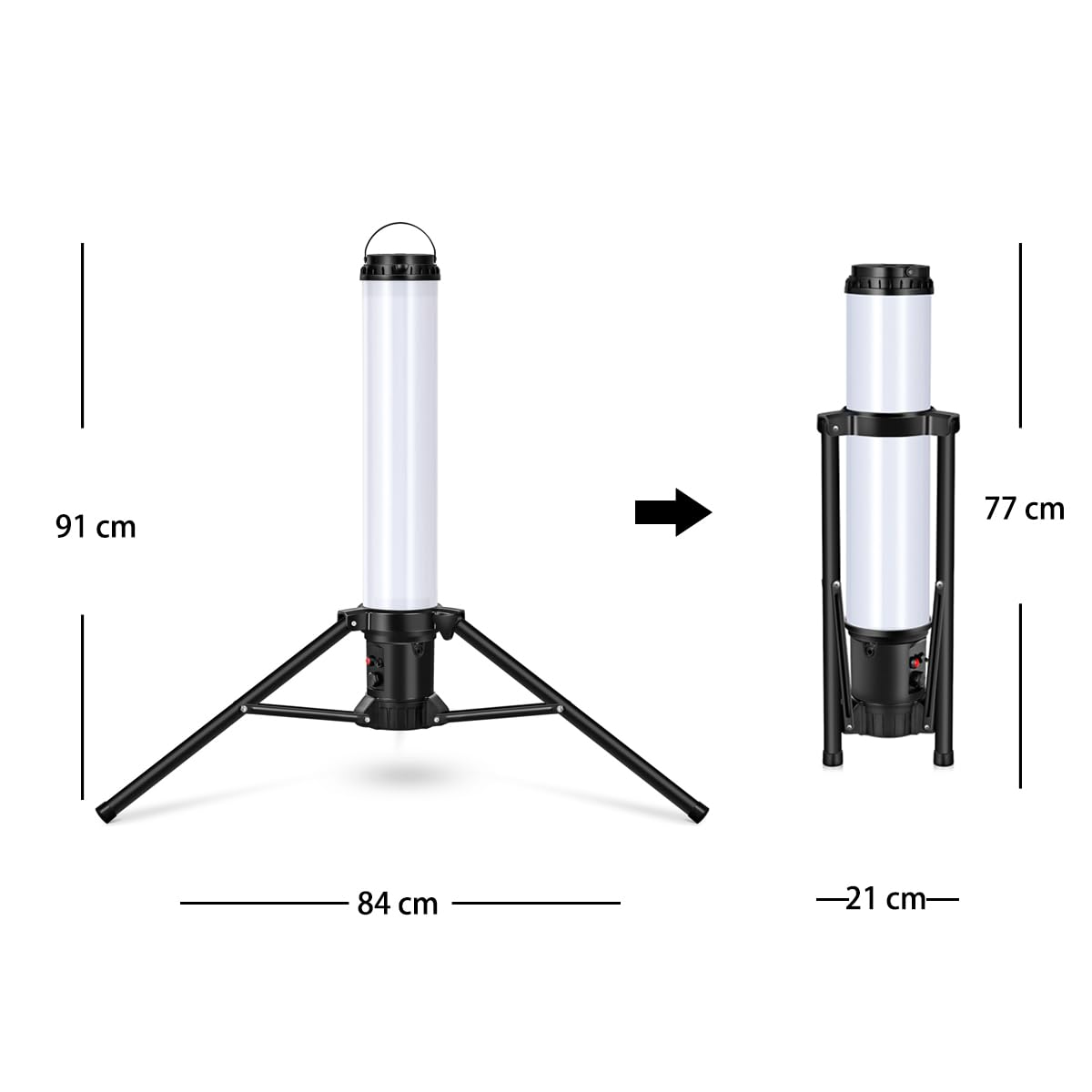 100W LED Turm Baustrahler mit Stativ, 11000 Lumen 360 Grad Strahler | LED Arbeitsleuchte mit 5m Kabel, 6500K Vormontage für Heimwerken, Werkstatt, Garage, Keller, Schuppen