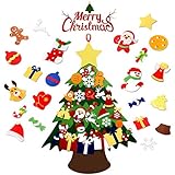 ASSIS 2020-New 3FT 3D-DIY Felt Christmas Tree Set with Handmade 28pcs Ornaments -Double Stitched Wall Hanging