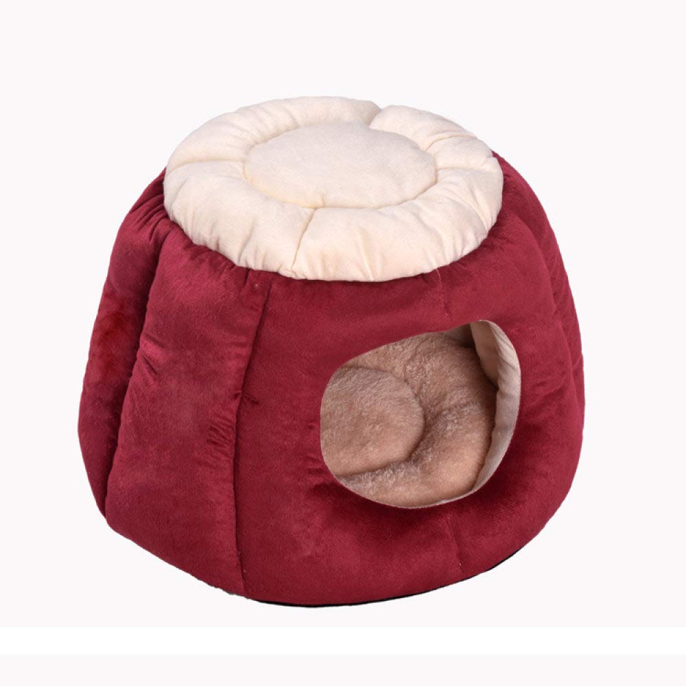 Lit pour chat et petit chien rouge 40x32 cm avec coussin amovible et lavable