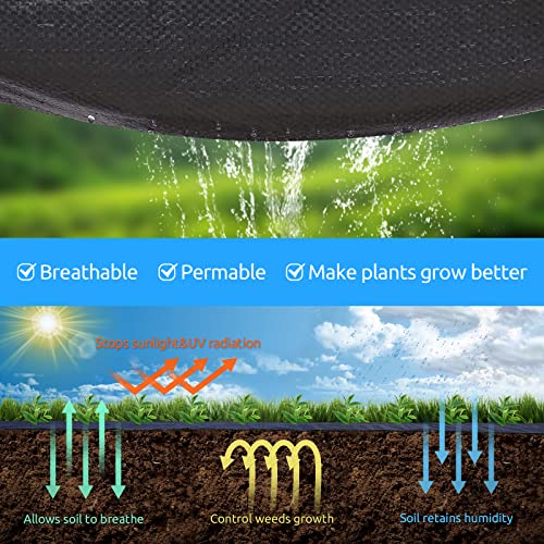 Image of 6ft x300ft Black Weed Barrier 3.5oz Landscape Premium Fabric-Heavy Duty Woven Ground Cloth with Superior Permeability Weed Control Convenient Design