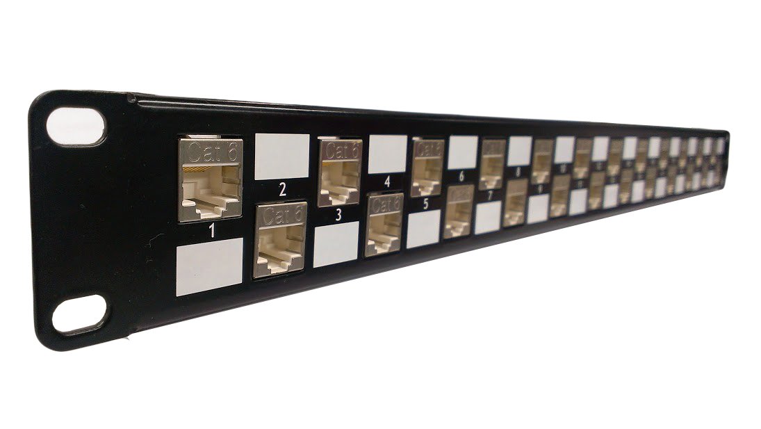 R.J. Enterprises®- SDPP-24-C6S-Patch Panel (Shielded)-24 Port-ONE U-No Punch Down-10G-Cat6, Special Design (Reduce Cross-Talk), Feed Through, Data Center-Telecom Room, Ethernet,Rack Mount