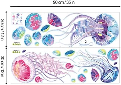 decalmile Jellyfish Wall Stickers Under The Sea Wall Decals Kids Nursery Bedroom Bathroom Window Wall Decor