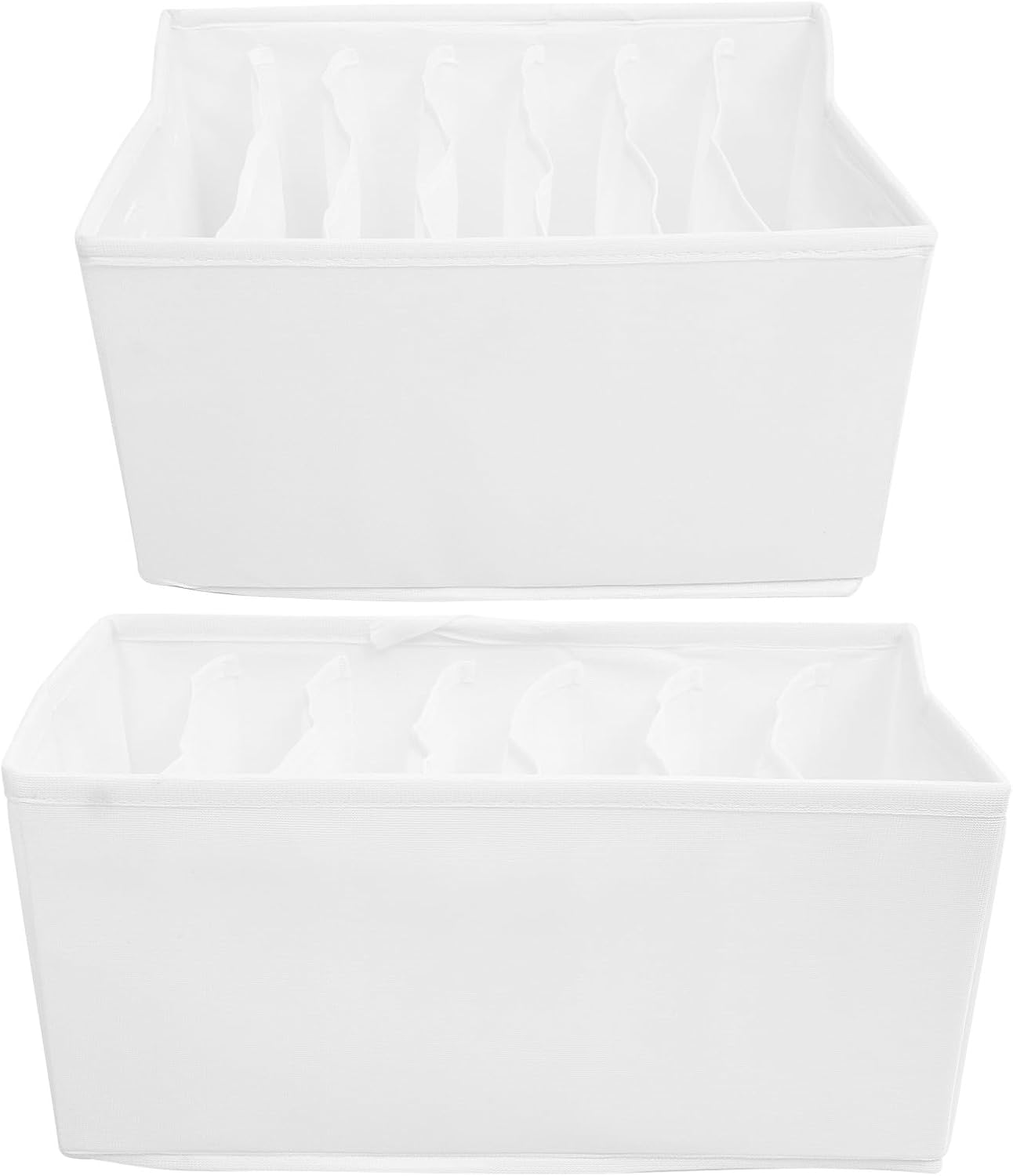 2pcs Underwear Storage Box Set with Dividers, Medium and Large Wardrobe Drawer Organizer, Plastic Underpants and Socks Storage Container for Closet and Household Clothes