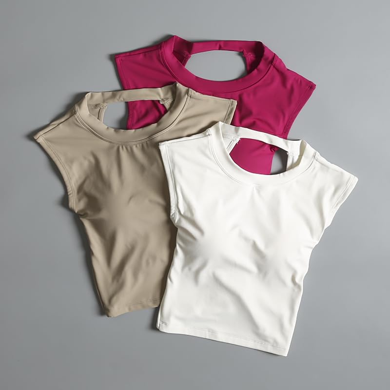 Camisetas Tirantes Mujer Deporte Sujetador Deportivo antichoque con Almohadilla for el Pecho, for Chica Sexy, con Forma de A, Cintura Cerrada, sin Mangas, Hueco, for Fitness y Yoga.