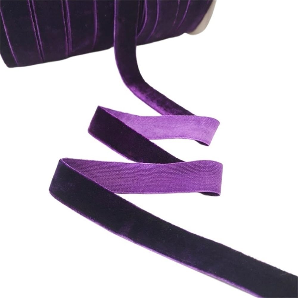 WEITINGKKK Ribbons for Gift Wrapping, Wedding Decor Ribbons 5 Yards Multicolor Velvet Ribbon 6-25mm Handmade Fringe Fabric(Dark Purple,10mm)