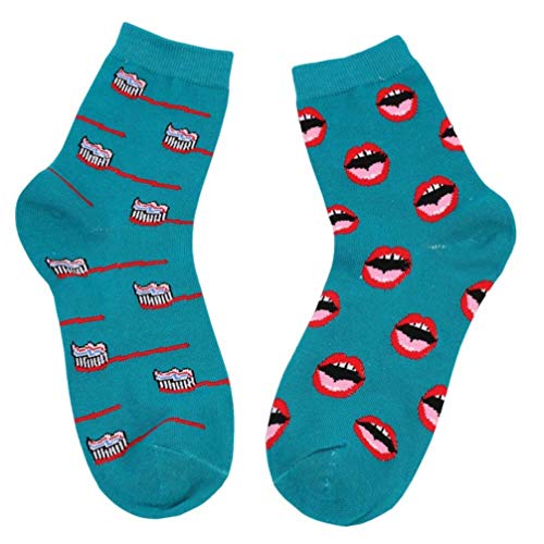 SOIMISS Dibujos Animados Cepillo de Dientes Calcetines Calcetines Altos hasta La Pantorrilla Medias Calientes Boca Labios Dientes Calcetines Tubo Calcetín Hombres Mujeres Cover