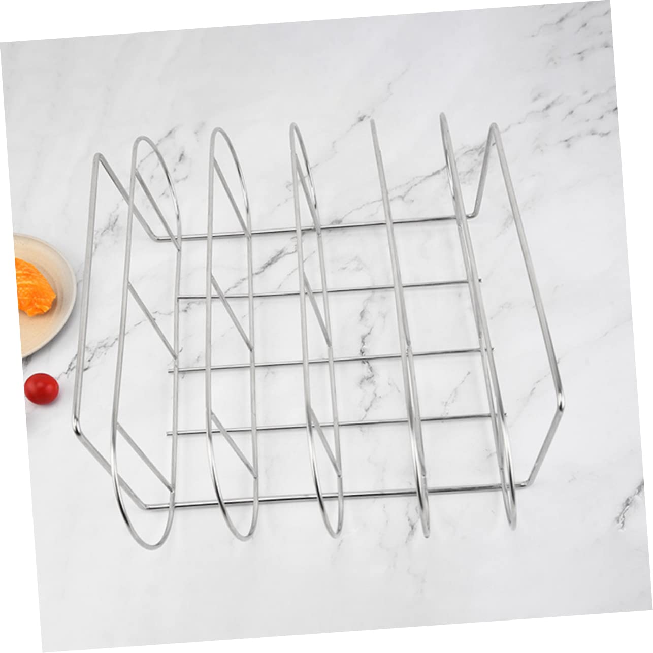 TOYANDONA Griglia in Acciaio Inox per Barbecue Supporto per Costolette in Piedi Utensile Barbecue per Grigliate all’Aperto Resistente per Feste Picnic in Giardino