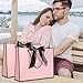JMANNI Gift Bags with Handles, 13” Medium Mothers Day Gift Bag for Presents, 1 Pcs Bags with 2 Tissue Paper and 1 Cards for Baby Shower Wedding Bridal Shower Mother's Day Birthday Party (Black-Pink)