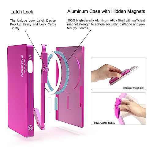 Magnetic Card Wallet Holder For Magsafe，Slim Metal Wallet Card Holder，Eject Credit Card With One Click Prevent Theft Locking Cards Function ，Card Holder For Phone Case Compatible With All Type Phone #TOP2