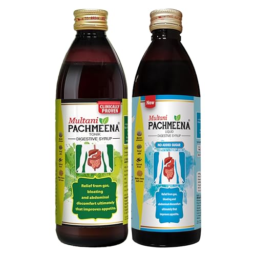 Image of Multani Pachmeena Digestive Tonik & Pachmeena Liquid Sugar Free (No Added Sugar) Combo Pack of 2 | Laxative For Constipation Relief, Bloating & Abdominal Discomfort | (300 Ml Each)