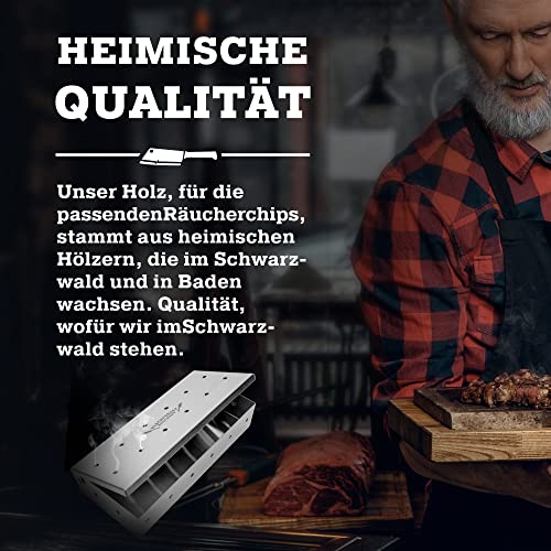 BBQ Räucherbox – Smokerbox aus Edelstahl – Smokergrill-Flair bei jedem Grillmodell - Maße: L 22cm x B 9,5cm x H 4cm (Räucherbox)