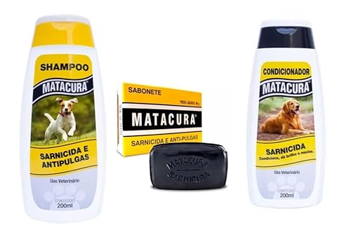 Kit Sarnicida Matacura - Shampoo 200ml + Condicionador 200ml + Sabonete 80g - Suave - Cachorros - Ki