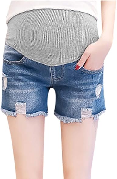 ⭐BABYSHAN⭐ Pantaloncini Jeans Premaman Donna,Shorts Donna Eleganti, Pantaloncini con Fascia Premaman, Pantaloncini Corti di maternità Casual  Cintura Regolabile Cintura Pancia Foro Rotto (A#, XXL) : Amazon.it:  Abbigliamento