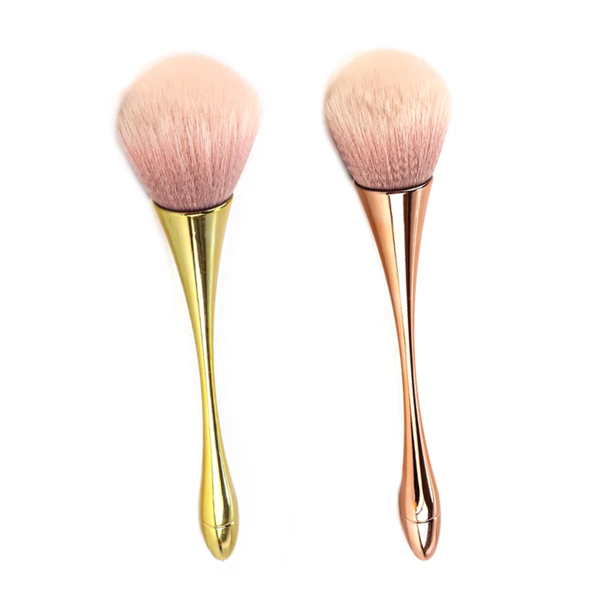 2 Pcs Large Soft Fluffy Powder Brushes for Blusher Foundation Kabuki Makeup Brushes Two Colors (Gold, Rose Gold)