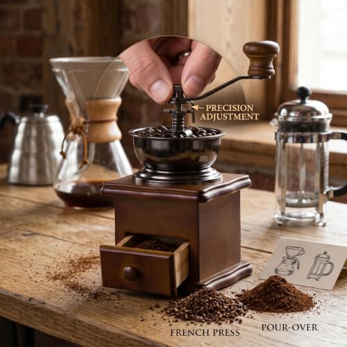 Molinillo de café manual con grosor ajustable que evita quemar el grano 3