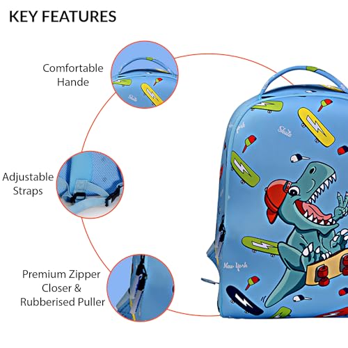 Image of Tukzer Baggita Kids School Bag, Printed Toddler Backpack for Boys Girls, Elementary Preschool Tuition Swimming Travel Multipurpose Bag| Water-Repellent Soft Neoprene (Elligator Skating-Aqua Blue)