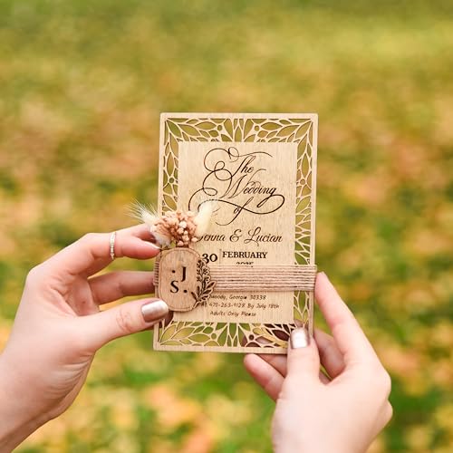 Trendprintstore Floral Wooden Wedding Invitations & Gypsophila Flowers thumb #5