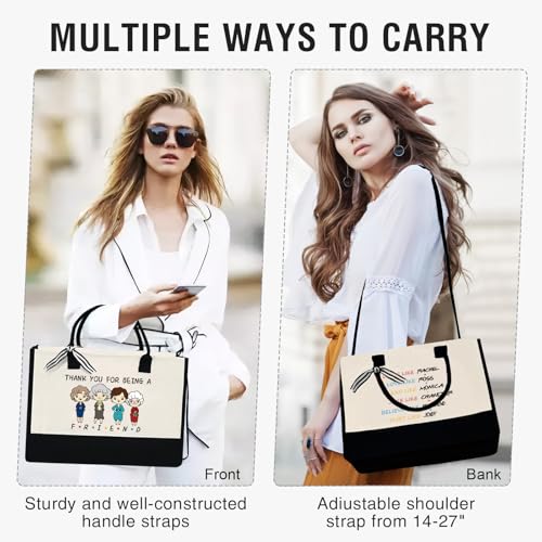 Image of Golden Girls Double Sided Canvas Tote Bag with Zipper, Friend Gifts for Women Thank You Gift for Friends, Friendship Gift for Friends Bestie Soul Sisters BFF, Birthday Christmas Gifts for Friends