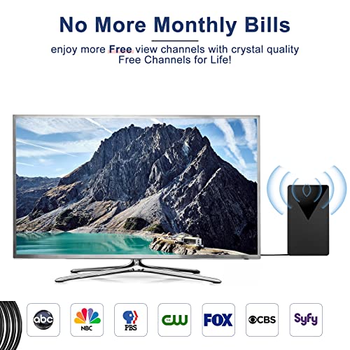 2023 Amplified Hd Digital Tv Antenna For Long 550+ Miles Range, Upgraded Indoor Hdtv Antenna Smart Tv - Support 4K 1080P And All Older Tv's - Amplifier Signal Booster - 33Ft Coaxial Cable #TOP1