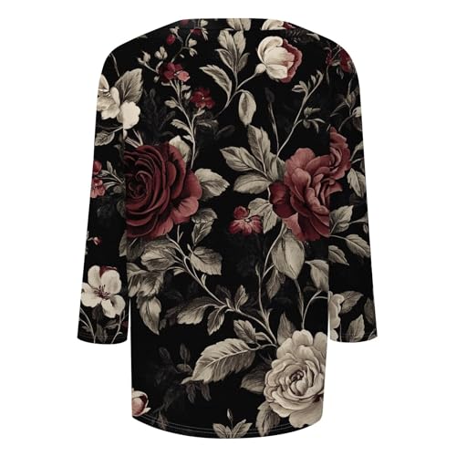 HTHLVMD Womens 3/4 Length Sleeve Tunic Tops Summer Fall Outfits 2025 Three Quarter Sleeve Casual V Neck T Shirts for Women