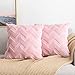 Yamonic Lot de 2 Housses de Coussins en Laine Artificielle et Velvet,Douce Peluche Décorative Taie d'oreiller avec Motif Ondulé, Rose Clair Housse de Coussin pour Canapé, 40x40CM