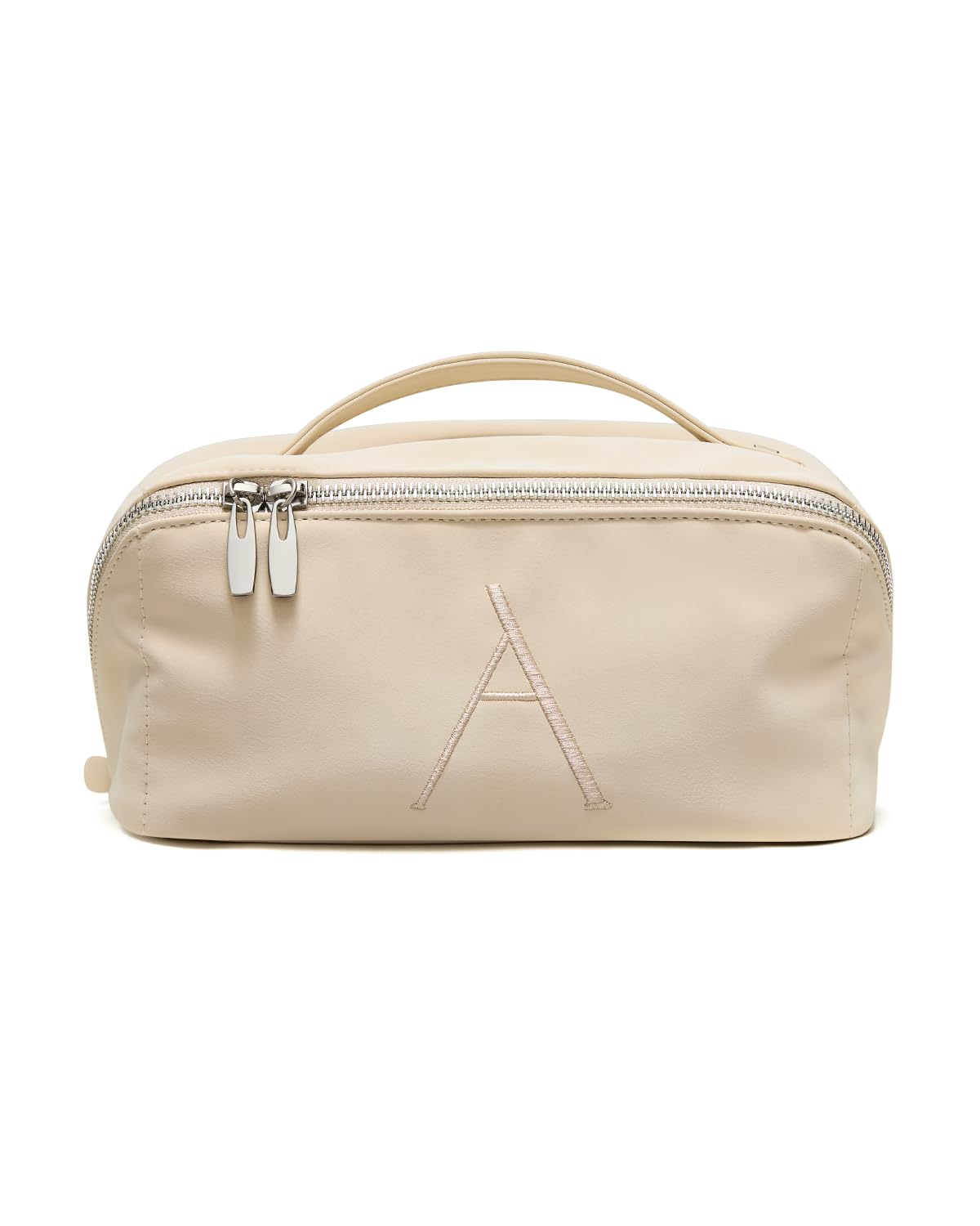 EACHY Travel Makeup Bag for Women, Personalized Initial A Cosmetic Bag