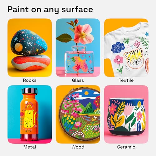 Image of ARTISTRO 72 Acrylic Paint Markers for Rock, Fabric, Wood, Glass, Eggs - Dual-Tip Paint Pens for Coloring Books for Adults, Teens, Kids - Art & Craft Supplies - Gift Idea - Easter Basket Stuffers