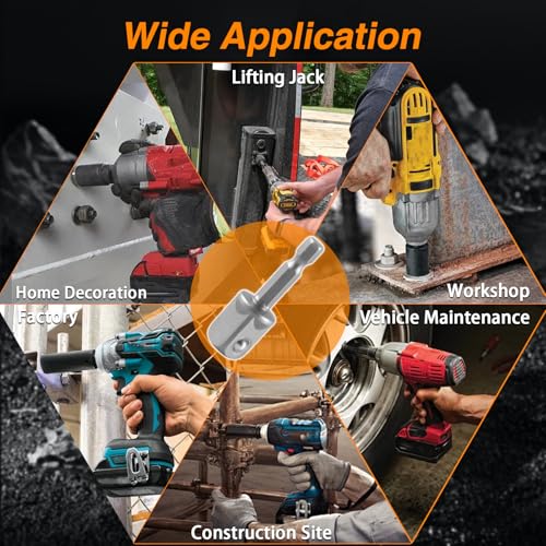 Image of EVRBUL Upgraded 1 /2 Inch Impact Grade Socket Adapter Set 3 Pcs Square Socket Adapter Drill Bits Impact Driver Power Bit Set for Powered /Cordless Drill Chuck