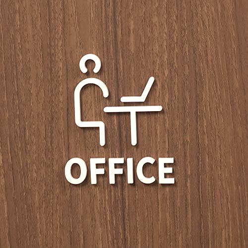 ルームサイン ピクトサイン OFFICE オフィス 事務所 事務局 事務室 ブラック/ホワイト ドアサイン 表札 室札 サイン (Type2(ホワイト))